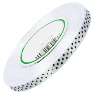 Wstążka satynowa w kropki 6mm 22m 01 biała #1