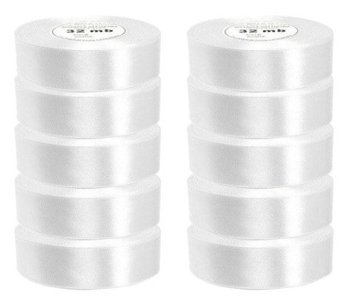 Wstążka satynowa biała 25mm - 32mb - 10szt #1