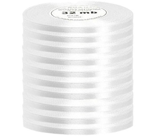 Wstążka satynowa biała 6mm - 32mb - 10szt #1