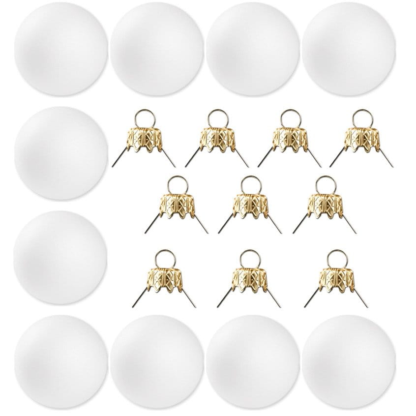 Zestaw - 10 bombek styropianowych 10cm + 10 zawieszek złotych 10mm #1