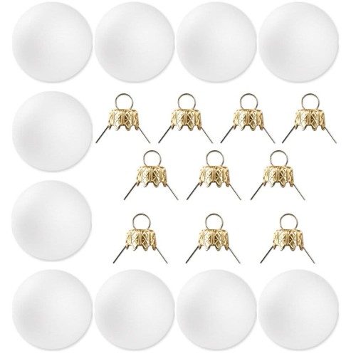 Zestaw - 10 bombek styropianowych 10cm + 10 zawieszek złotych 10mm #1