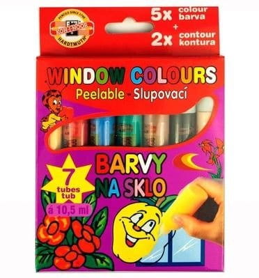 Farby witrażowe do szkła 5 szt. + 2 konturówki KOH-I-NOOR #1