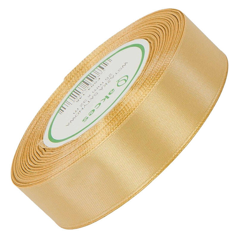 Wstążka satynowa złota jasna 25mm - 32mb #1