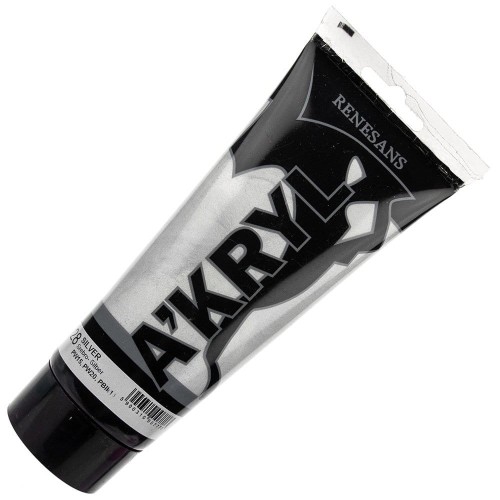 Farba akrylowa metaliczna Renesans 200ml - 28 srebrna #1