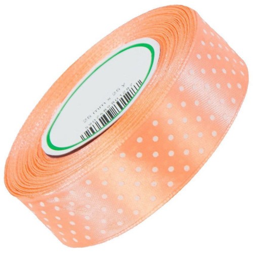 Wstążka w kropki 25 mm 23m - 77 salmon #1
