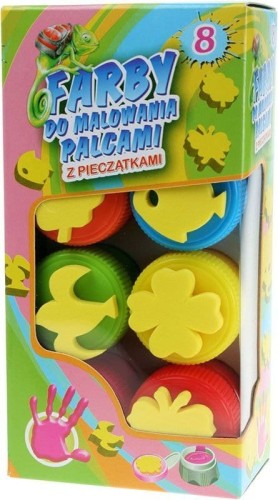 Farby do malowania palcami 8 kol. z pieczątkami #2