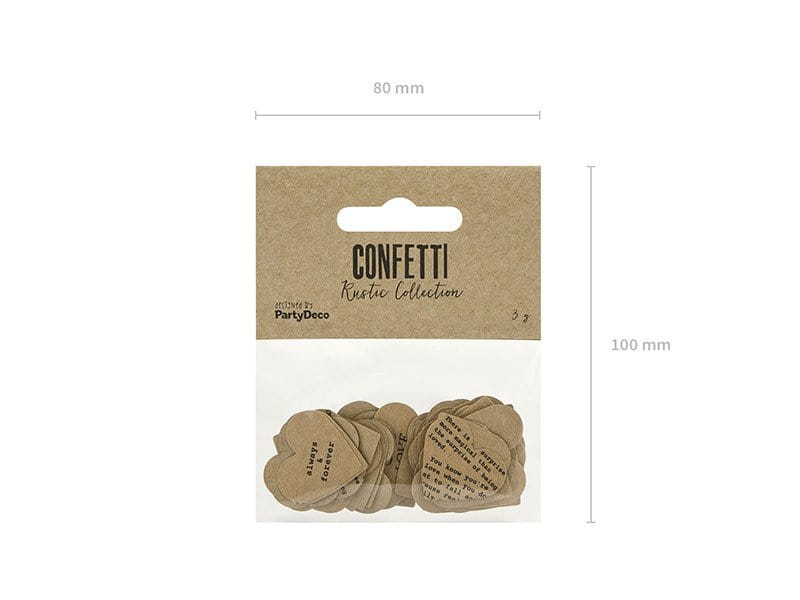 Konfetti serca papier kraft 3g mix wzorów z napisami dekoracje ślubne #6