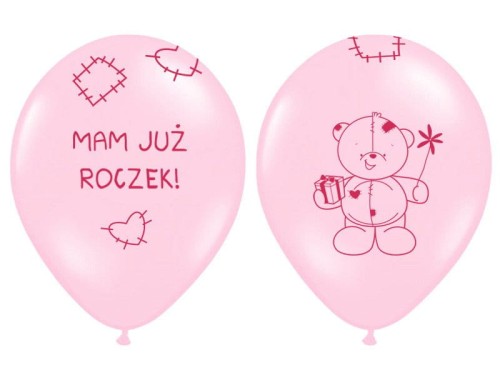 Balony Miś - mam już... - pastelowe różowe - 30cm 6szt #1