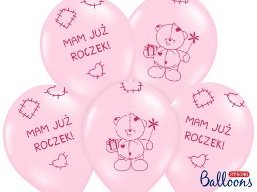 Balony Miś - mam już... - pastelowe różowe - 30cm 6szt #2