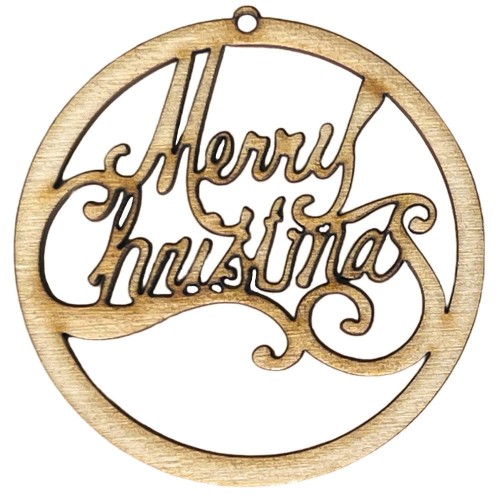 Drewniana zawieszka bombka napis Merry Christmas Decor #1