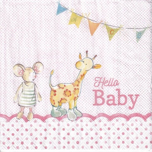 Serwetka 33x33cm - Hello Baby light rose #2