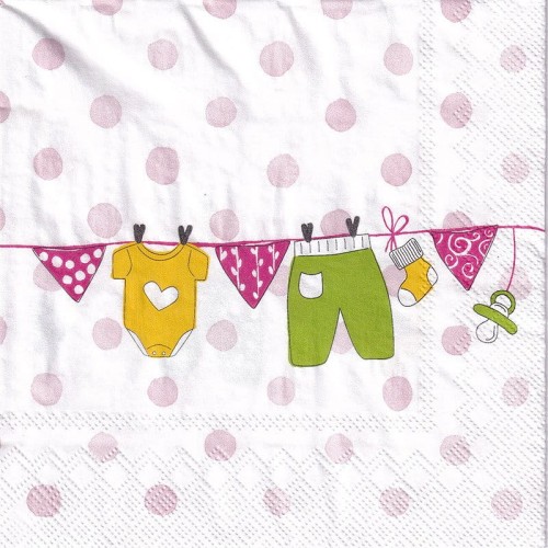 Serwetka 33x33cm - Baby is Coming light rose #1