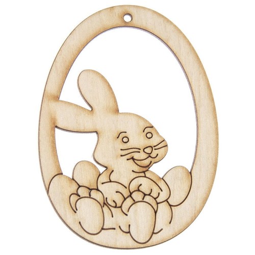 Zawieszka drewniana królik w jajku 9.5cm Decor #1