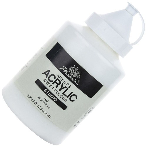 Farba akrylowa Phoenix 500ml - 103 Zinc White - biel cynkowa #1