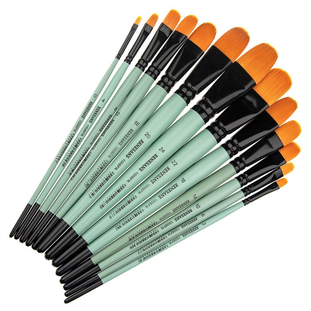 Zestaw pędzli syntetycznych koci język Renesans - 13 sztuk (nr 0-24) #1