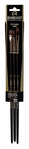Zestaw pędzli do oleju/akrylu Rembrandt - płaski, okrągły, koci język - 3 sztuki #1