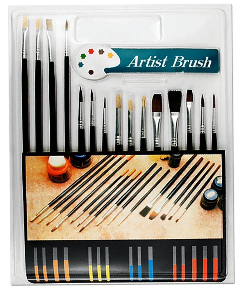 Zestaw malarski - farby olejne Talens 24x12 ml, 15 pędzli, paletka #4