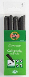 Markery do kaligrafii Koh-I-Noor 4 szt. - czarne #1