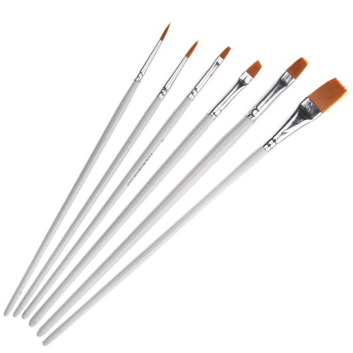 Zestaw pędzli syntetycznych okrągłych i płaskich Flamingo - 6 sztuk #1