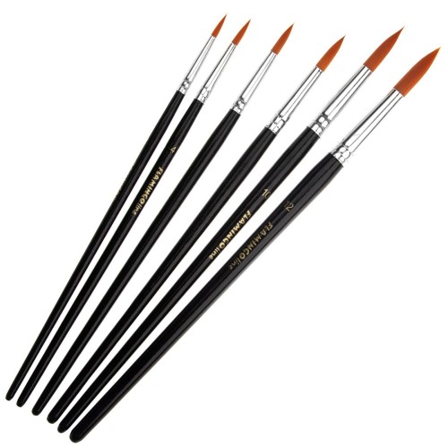 Zestaw pędzli syntetycznych okrągłych Flamingo - 6 sztuk #1