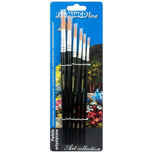 Zestaw pędzli syntetycznych okrągłych Flamingo - 6 sztuk #2