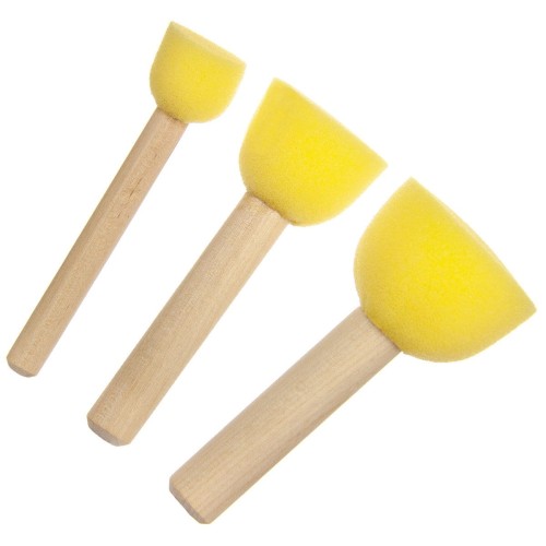 Pędzle gąbkowe okrągłe 3szt. Zestaw Decoupage #1