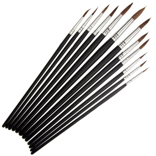 Zestaw pędzli okrągłych akwarelowych - 12 sztuk #1