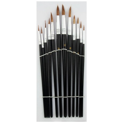 Zestaw pędzli okrągłych akwarelowych - 12 sztuk #2