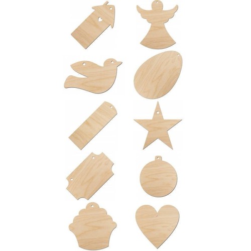 Zestaw drewnianych przedmiotów do ozdabiania Decor #1