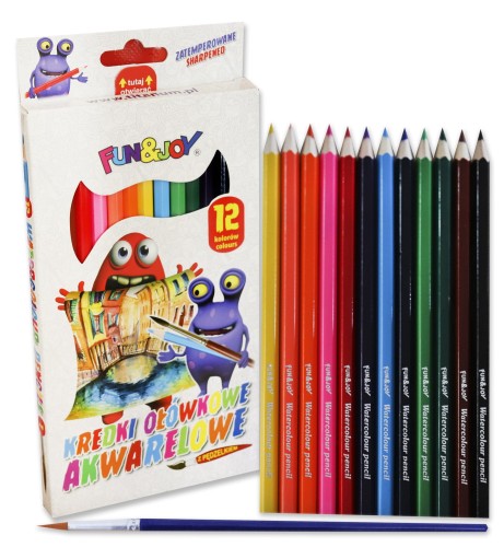 Kredki akwarelowe 12szt. + pędzelek Fun&Joy #1