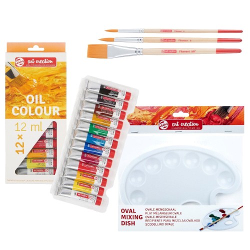 Farby olejne Talens ArtCreation zestaw 12 x12 ml + pędzle + paletka #2