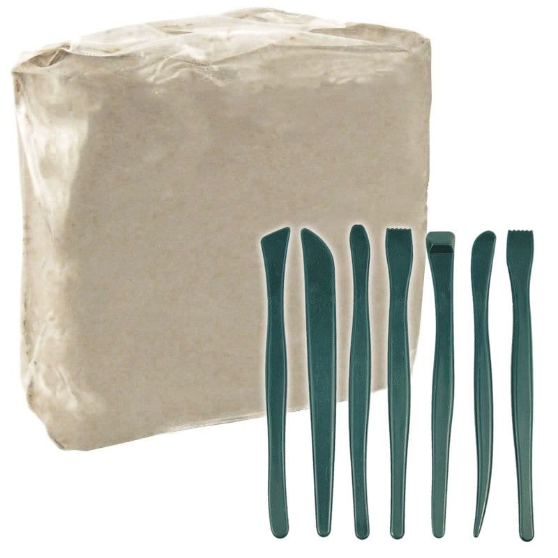 Zestaw - glina rzeźbiarska 5 kg i zestaw 7 szpatułek #1