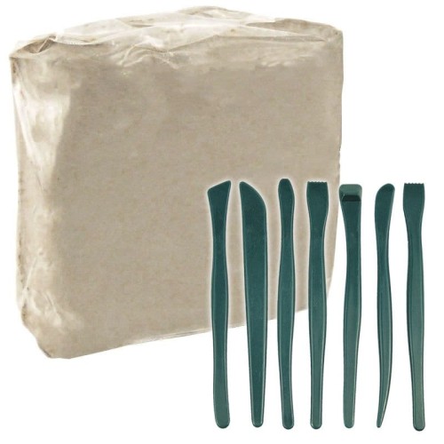 Zestaw - glina rzeźbiarska 5 kg i zestaw 7 szpatułek #1