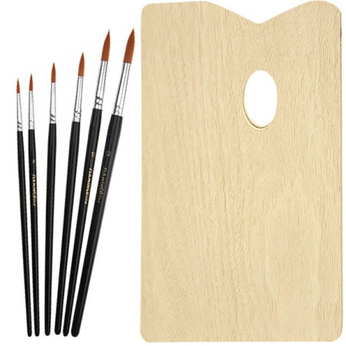 Zestaw - komplet 6 pędzli nylonowych i paletka #1