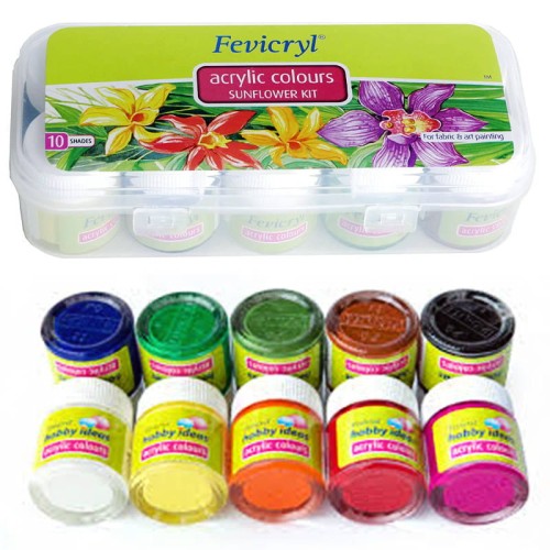 Farby akrylowe do tkanin Sunflower Kit Pidilite 10x15ml #1