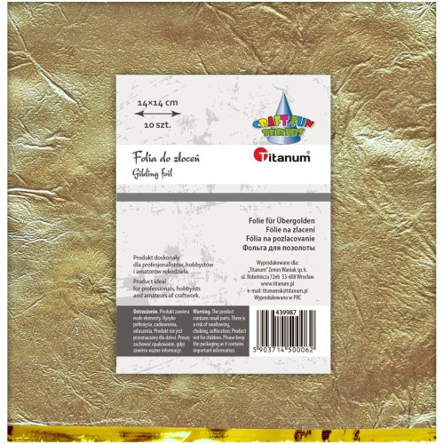 Folia do złoceń w arkuszach 14x14cm 10szt - złota #2