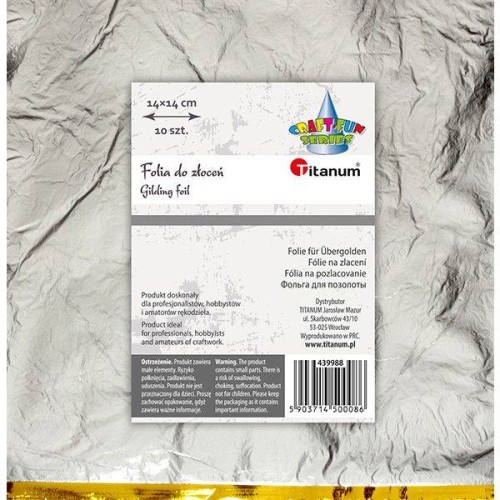 Folia do złoceń w arkuszach 14x14cm 10szt. - srebrna #1