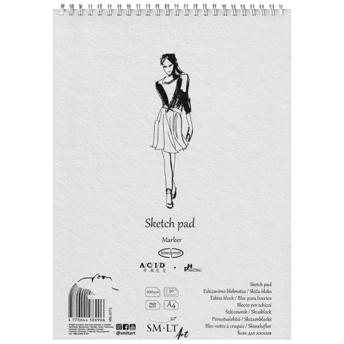 Blok do markerów spirala A4 100g 50ark nieprzesiakające, SM-LT #1