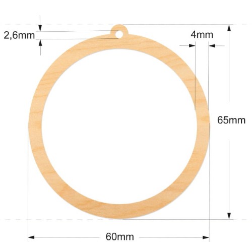 Drewniana ozdoba zawieszka bombka 6cm. Decor - pusta w środku #2