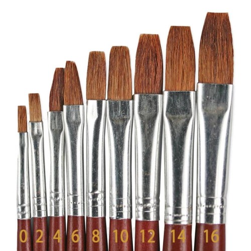 Zestaw pędzli płaskich do farb akwarelowych - 9 sztuk #1