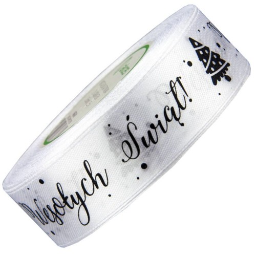 Tasiemka satynowa Wesołych Świąt 25mm x 23,66m #1