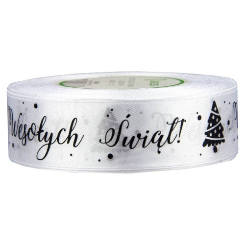 Tasiemka satynowa Wesołych Świąt 25mm x 23,66m #2