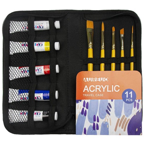 Zestaw malarski podróżny w etui - Phoenix - farby akrylowe 5x12 ml, 5 pędzli #1