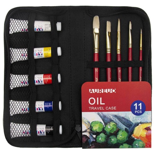 Zestaw malarski podróżny w etui - Phoenix - farby olejne 5x12 ml, 5 pędzli #1