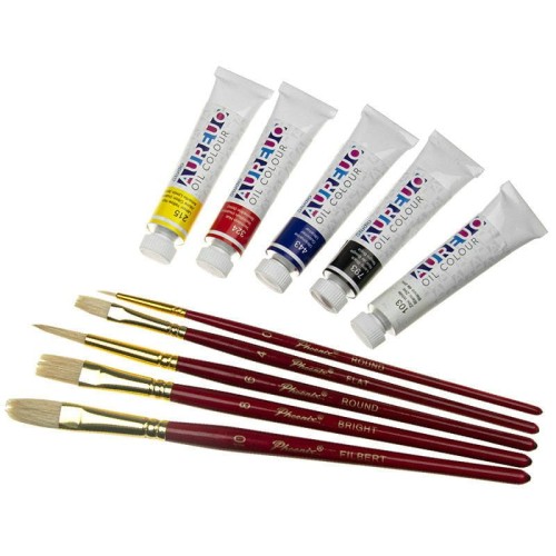 Zestaw malarski podróżny w etui - Phoenix - farby olejne 5x12 ml, 5 pędzli #2
