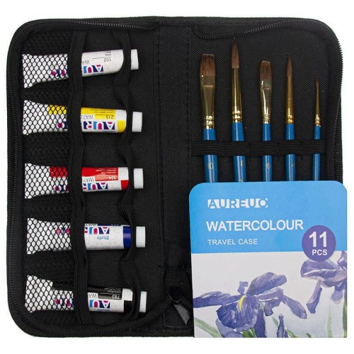 Zestaw malarski podróżny w etui - Phoenix - farby akwarelowe 5x12 ml, 5 pędzli #1