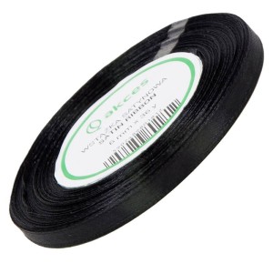 Wstążka satynowa Akces czarna 6 mm, 32 m kolor 08 #1