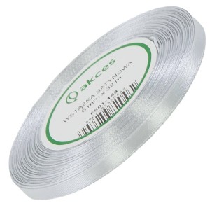 Wstążka satynowa Akces srebrna 6 mm, 32 m kolor 148 #1