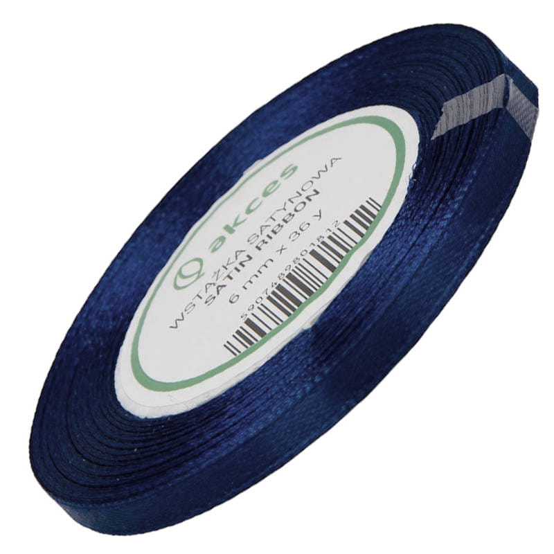Wstążka satynowa granatowa 6mm - 32mb #1