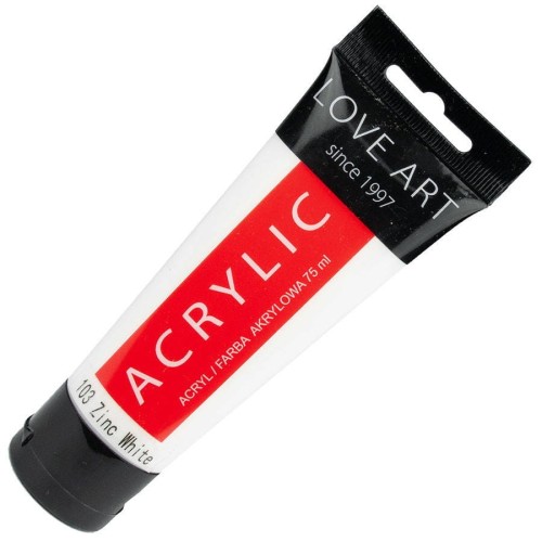 Farba akrylowa LOVEART 75ml - zinc white 103 - biel cynkowa #1